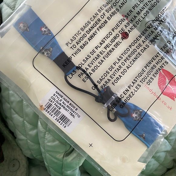 NWT Lindy Bop Blue Cat Print Hair Scarf - Picture 2 of 2